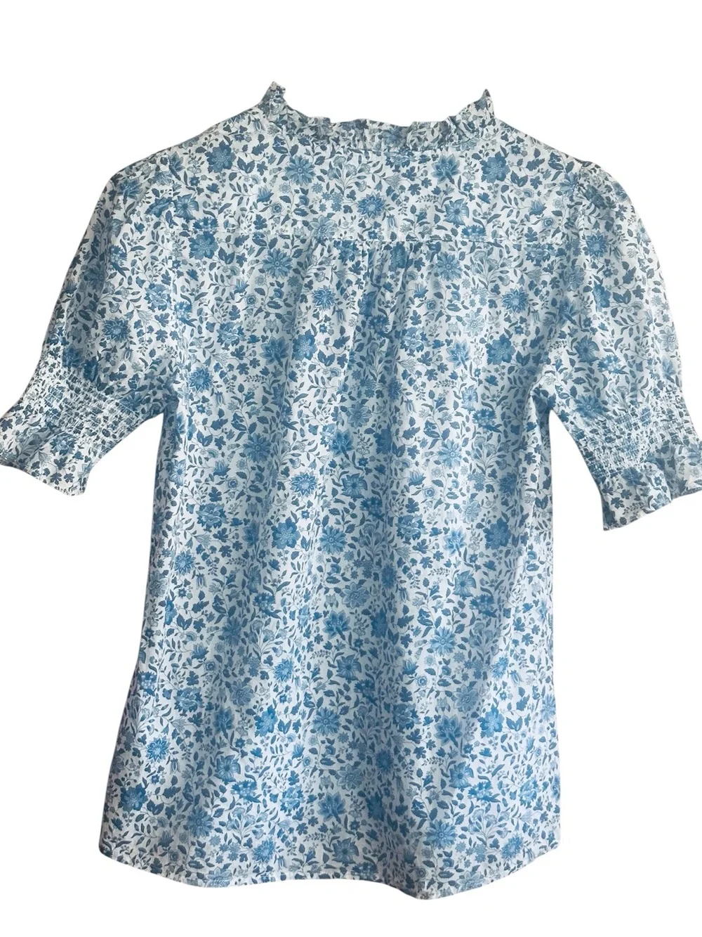 J.Crew Ruffleneck Keyhole Floral Top in Liberty Grace Emily Bell fabric Size XXS